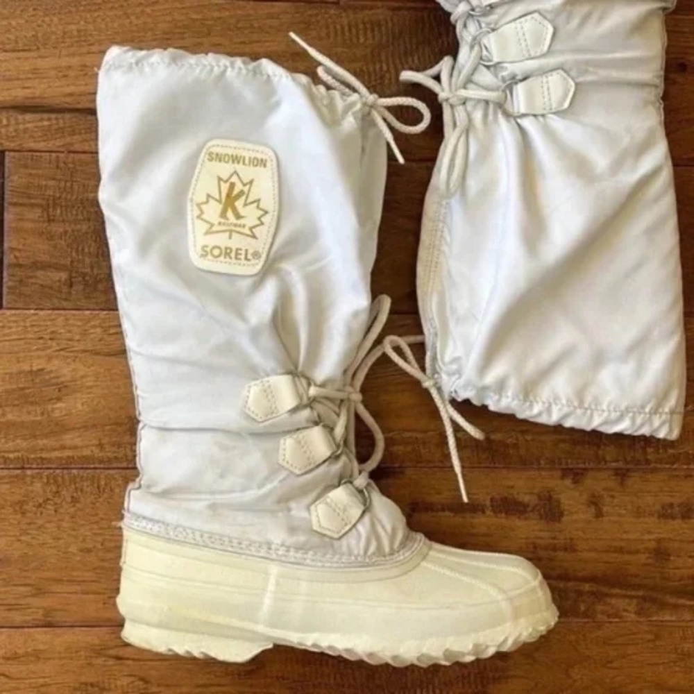 Sorel Snowlion Tall Winter Snow Boots Insulated White & Cream US Women's Size 6 - Picture 2 of 15